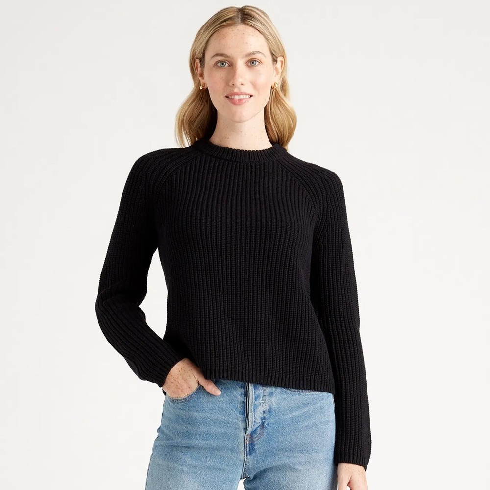 Quince 100% Organic Cotton Fisherman Crew Neck Black Sweater Size XL - Picture 2 of 14